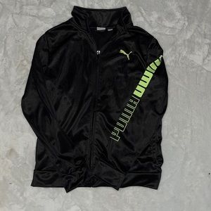 Puma -Youth size 12 Track Jacket.  Black with Neon Green Accents and Logo.